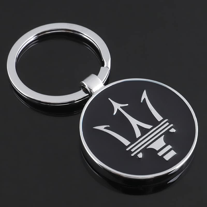 Maserati Metal Keychain – Premium Maserati Logo Key Ring | Black & White | Zinc Alloy Car Keychain | 69mm | 28g