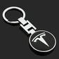 Tesla Metal Keychain – Premium Tesla Logo Key Ring | Black & Red | Zinc Alloy Car Keychain | 90×34mm | 36g