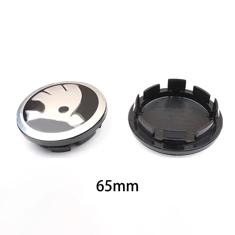 Skoda Wheel Center Caps Set of 4 – 56mm & 65mm OEM Style Replacement Hub Caps for Skoda Alloy Wheels – Premium ABS Rim Center Covers