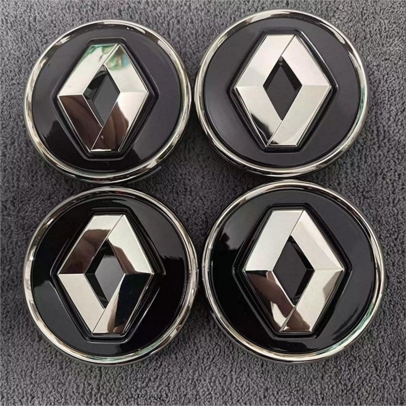 Renault Wheel Center Caps Set of 4 – 57mm & 60mm OEM Style Replacement Hub Caps for Renault Alloy Wheels – Premium ABS Rim Center Covers