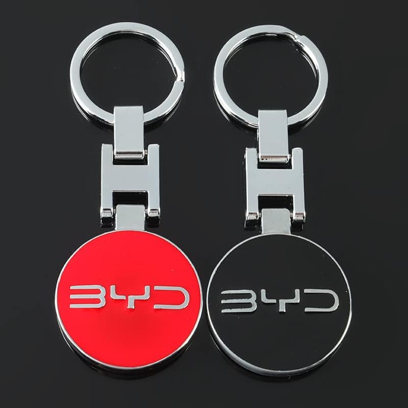 BYD Metal Keychain – Premium BYD Logo Car Key Ring | Black & Red | 89×34mm | 34g Luxury Auto Keychain
