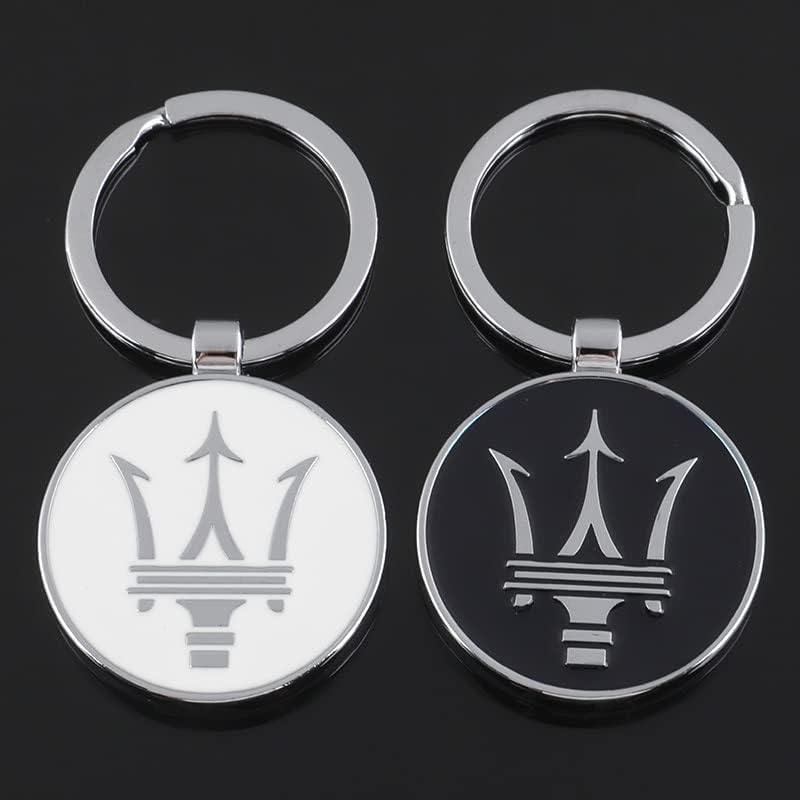 Maserati Metal Keychain – Premium Maserati Logo Key Ring | Black & White | Zinc Alloy Car Keychain | 69mm | 28g