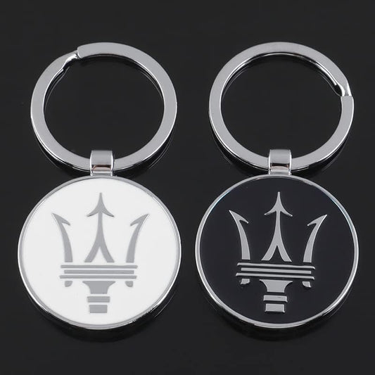 Maserati Metal Keychain – Premium Maserati Logo Key Ring | Black & White | Zinc Alloy Car Keychain | 69mm | 28g