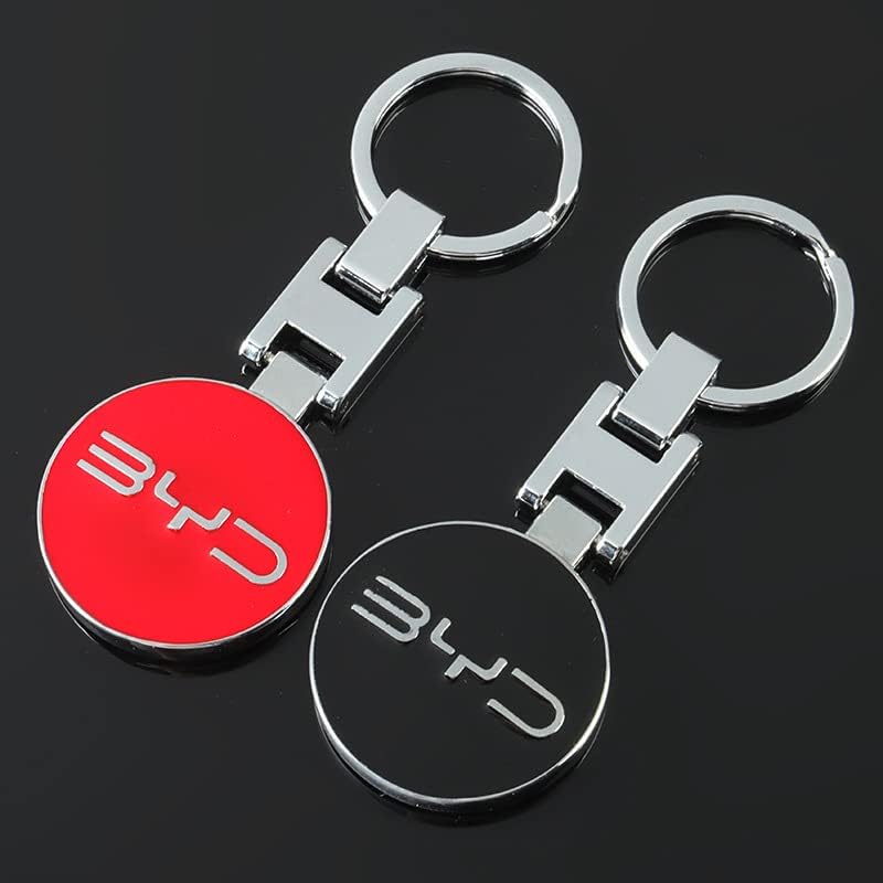 BYD Metal Keychain – Premium BYD Logo Car Key Ring | Black & Red | 89×34mm | 34g Luxury Auto Keychain