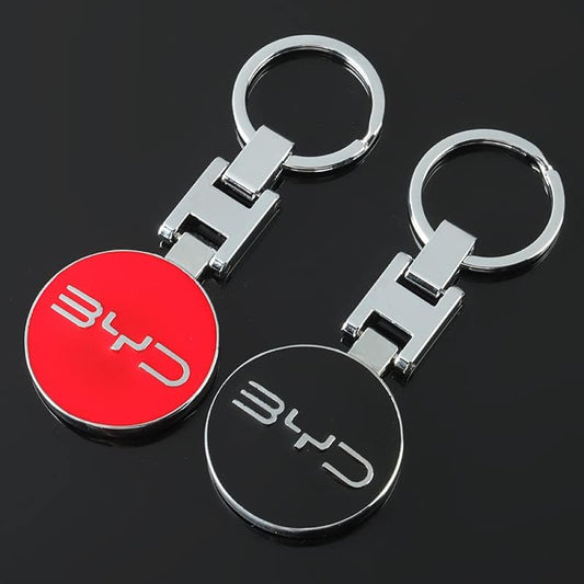 BYD Metal Keychain – Premium BYD Logo Car Key Ring | Black & Red | 89×34mm | 34g Luxury Auto Keychain