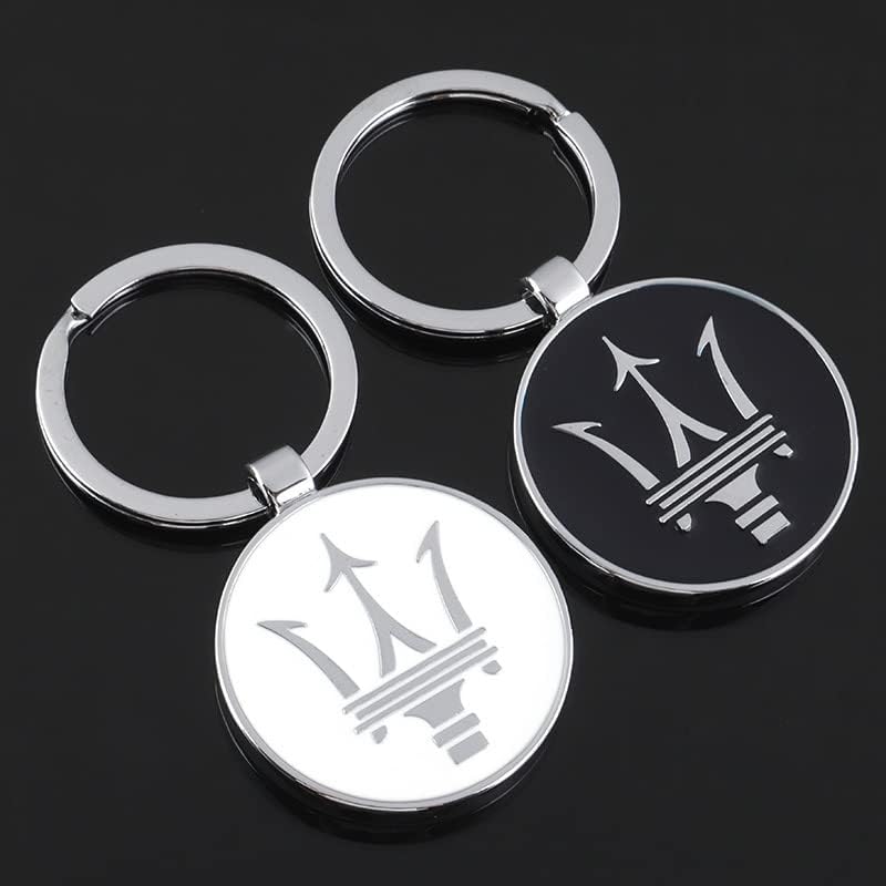 Maserati Metal Keychain – Premium Maserati Logo Key Ring | Black & White | Zinc Alloy Car Keychain | 69mm | 28g