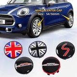 Mini Wheel Center Caps Pack of 4 – 54mm & 56mm OEM Style Replacement Hub Caps for Mini Cooper Wheels – Premium ABS Rim Center Caps