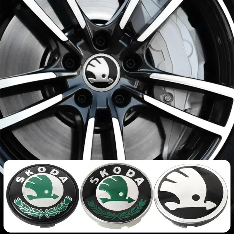 Skoda Wheel Center Caps Set of 4 – 56mm & 65mm OEM Style Replacement Hub Caps for Skoda Alloy Wheels – Premium ABS Rim Center Covers