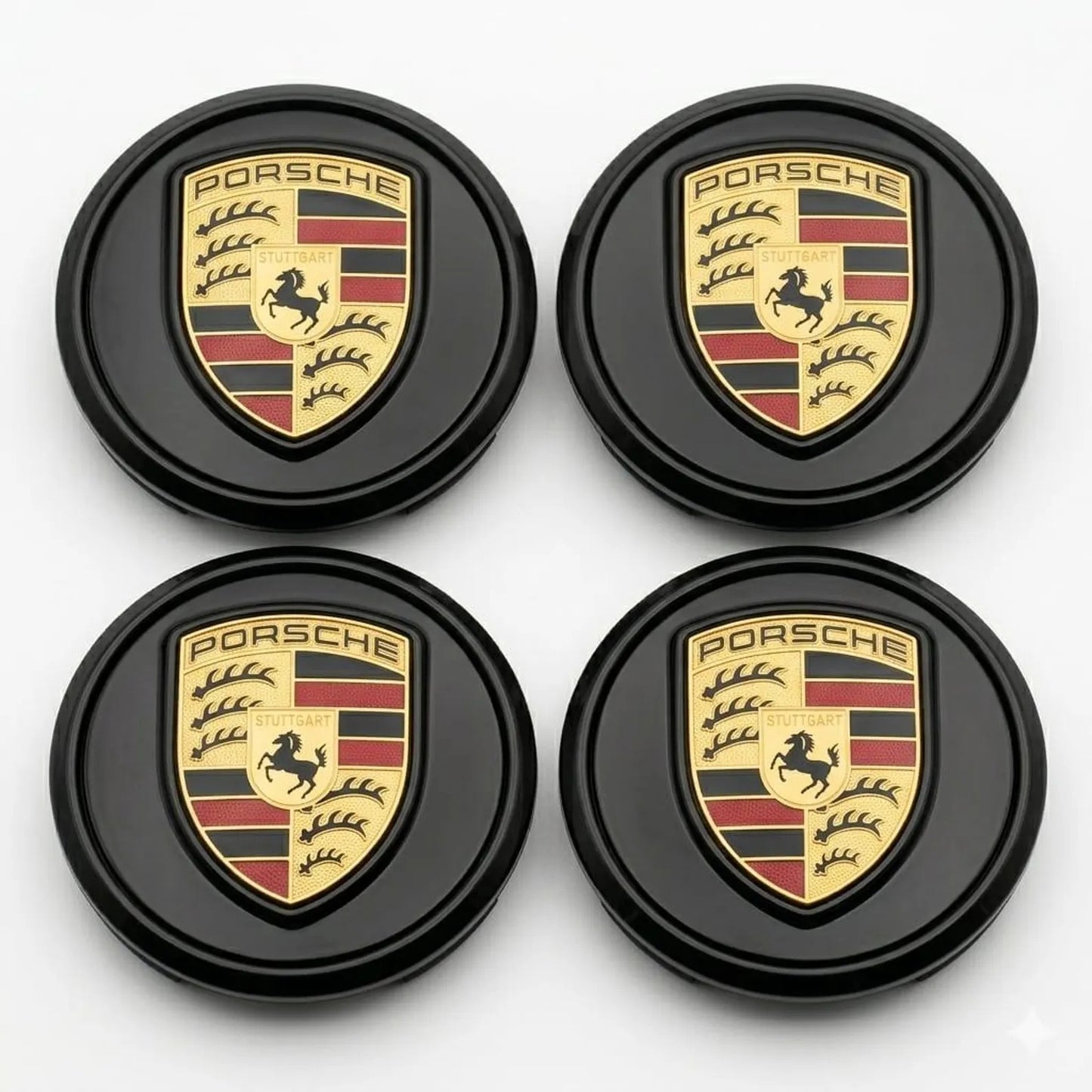 Porsche Wheel Center Caps Set of 4 – 76mm & 65mm OEM Style Replacement Hub Caps for Porsche Alloy Wheels – Premium ABS Rim Center Covers