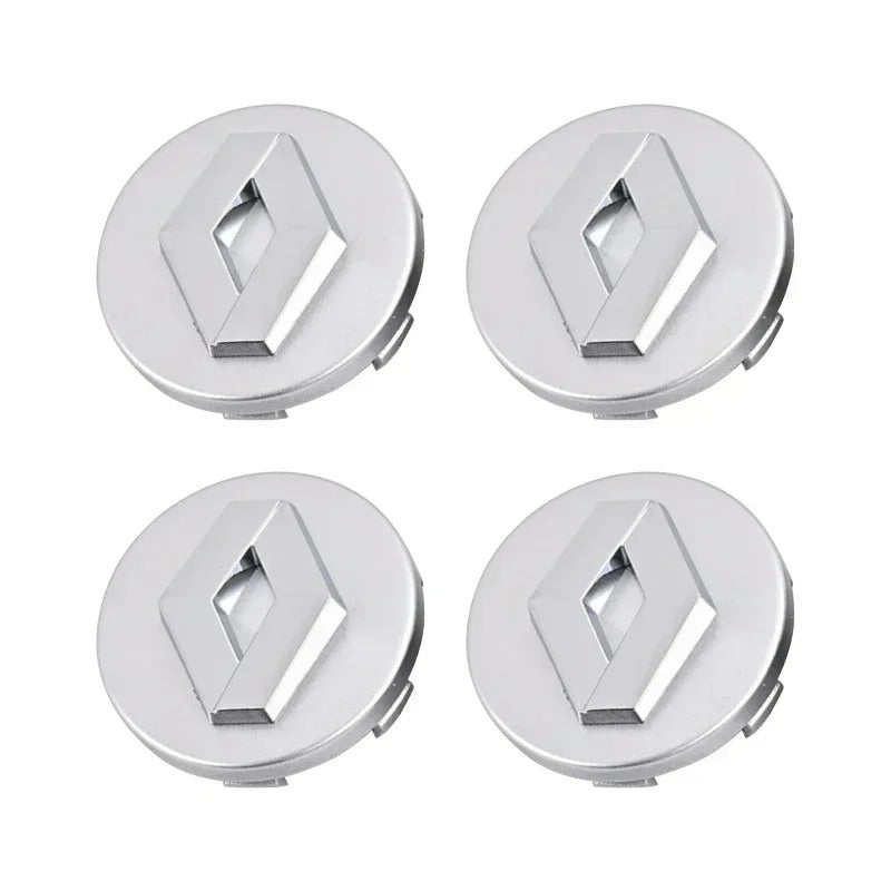 Renault Wheel Center Caps Set of 4 – 57mm & 60mm OEM Style Replacement Hub Caps for Renault Alloy Wheels – Premium ABS Rim Center Covers