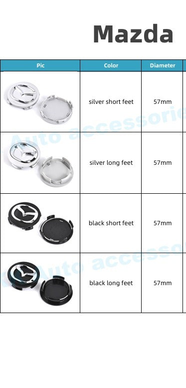 Mazda Wheel Center Cap – OEM Style Hub Cap Badge (Set of 4 PCs)