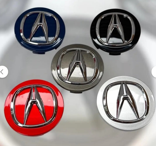 Acura Wheel Center Caps 69mm – Silver & Black OEM Style Hub Caps (Set of 4)