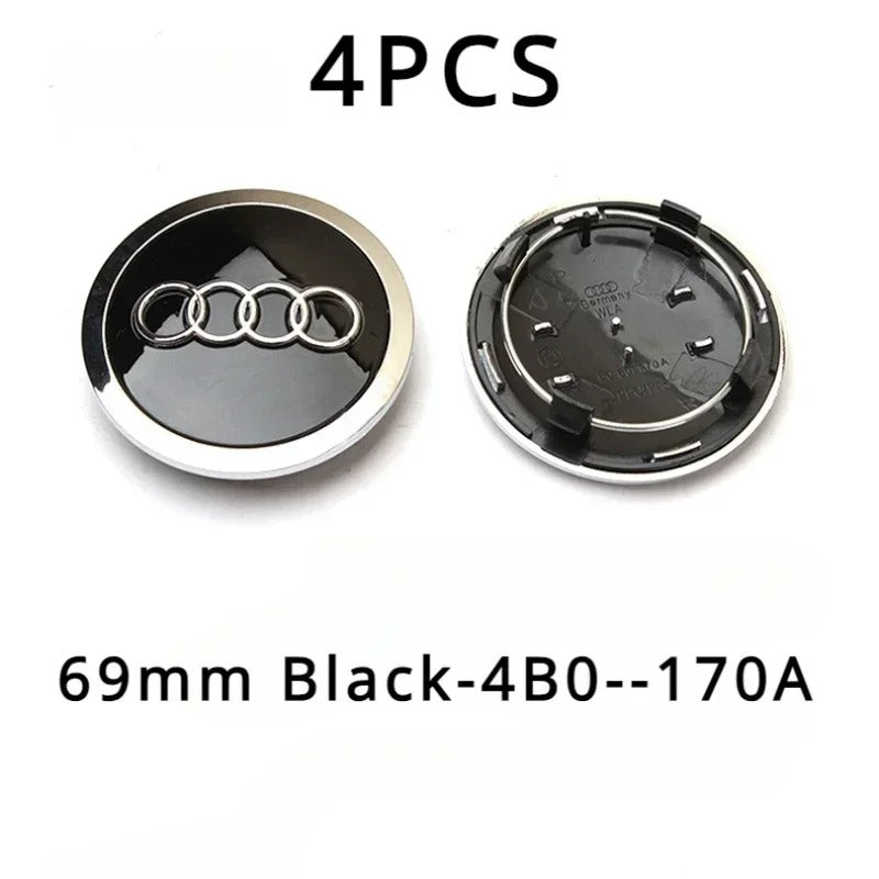 Audi Wheel Center Cap – OEM Style Logo Hub Badge 4-Piece Center Hub Badge Set