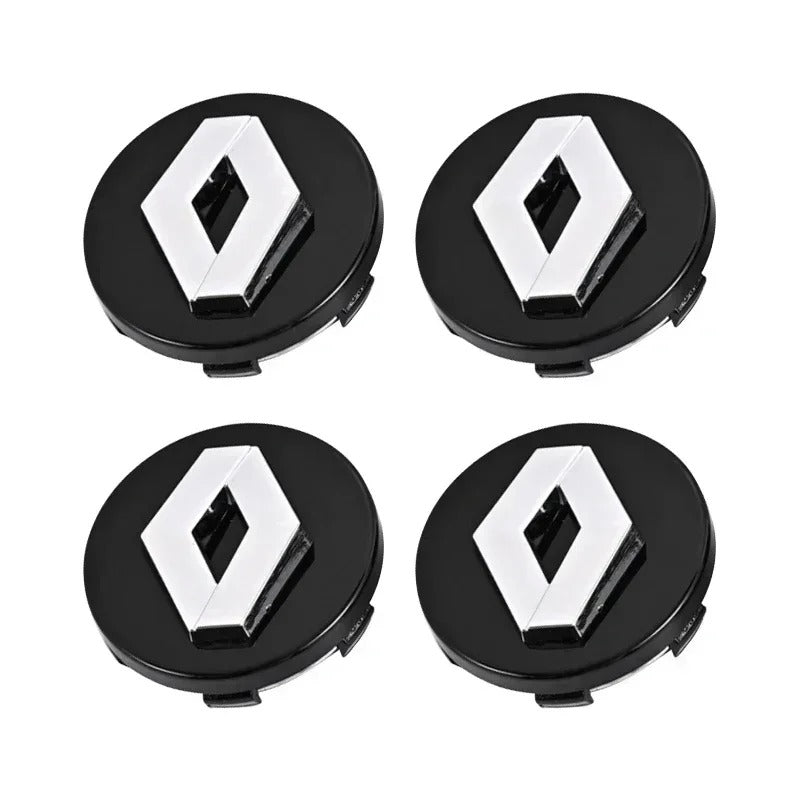 Renault Wheel Center Caps Set of 4 – 57mm & 60mm OEM Style Replacement Hub Caps for Renault Alloy Wheels – Premium ABS Rim Center Covers