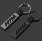 BMW ///M Leather & Metal Keychain – Premium Car Key Ring in Silver & Black – Luxury BMW M Key Holder