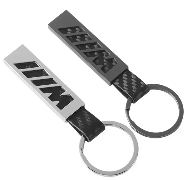 BMW ///M Leather & Metal Keychain – Premium Car Key Ring in Silver & Black – Luxury BMW M Key Holder