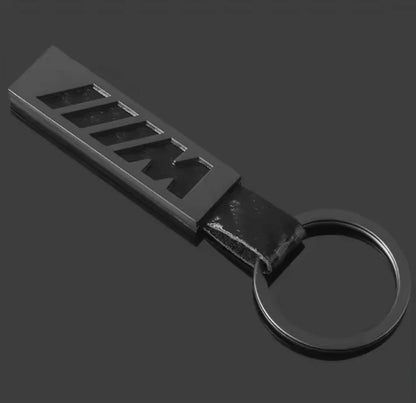 BMW ///M Leather & Metal Keychain – Premium Car Key Ring in Silver & Black – Luxury BMW M Key Holder