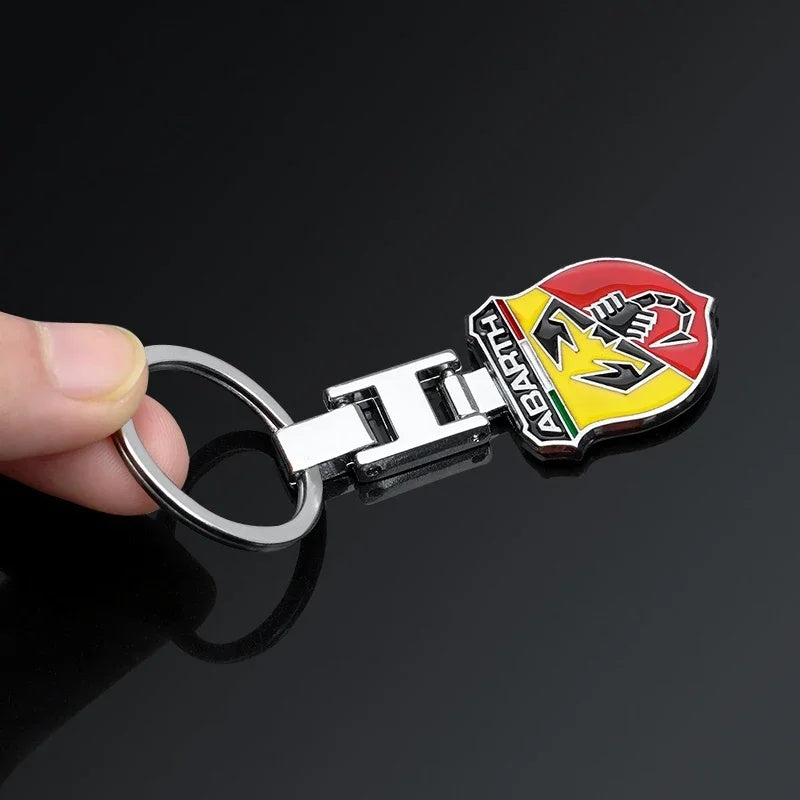 Abarth Metal Keychain – Premium FIAT Abarth Scorpion Logo Key Ring | Zinc Alloy Car Keychain | 90×34mm | 39g
