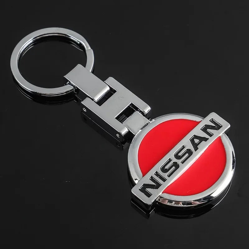 Nissan Metal Keychain – Premium Car Key Ring Key Holder for Altima, Sentra, Rogue, Patrol, Navara & GT-R | Red | 89×36mm