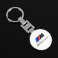 BMW Metal & Leather Keychain – Premium BMW ///M & ALPINA Logo Key Ring | White Blue, Black, Silver | 90×34mm | 37g