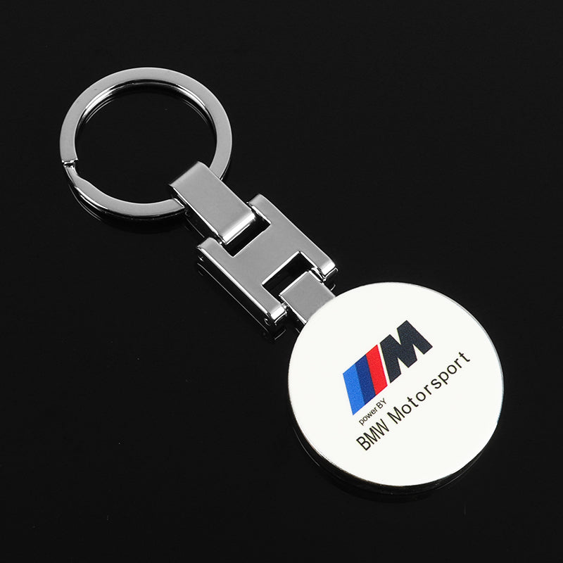 BMW Metal & Leather Keychain – Premium BMW ///M & ALPINA Logo Key Ring | White Blue, Black, Silver | 90×34mm | 37g