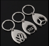 Chrome Car Logo Metal Keychain for VW, Mercedes-Benz, Audi & BMW – Premium Key Ring | 42×31mm | 22g