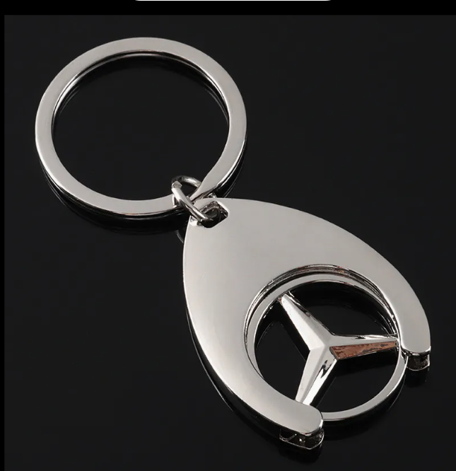 Chrome Car Logo Metal Keychain for VW, Mercedes-Benz, Audi & BMW – Premium Key Ring | 42×31mm | 22g
