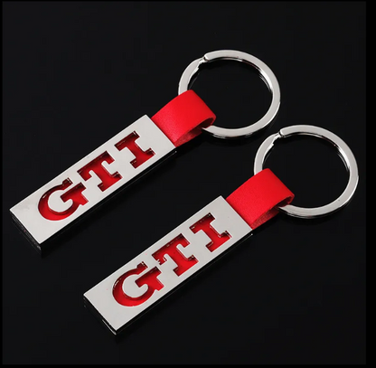 GTI Leather & Metal Keychain – Premium Red Car Keyring for Volkswagen Golf GTI, Polo GTI, Passat GTI Accessories