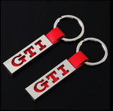 GTI Leather & Metal Keychain – Premium Red Car Keyring for Volkswagen Golf GTI, Polo GTI, Passat GTI Accessories