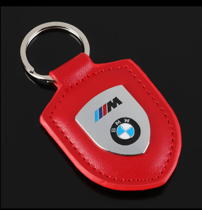 BMW Shield Keychain – Premium Leather & Metal Car Keyring | Black Gold, Red Gold, Black Silver & Red Silver | 85mm
