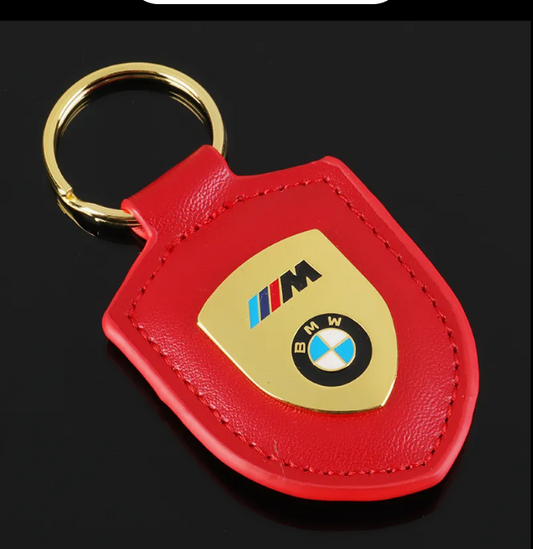 BMW Shield Keychain – Premium Leather & Metal Car Keyring | Black Gold, Red Gold, Black Silver & Red Silver | 85mm