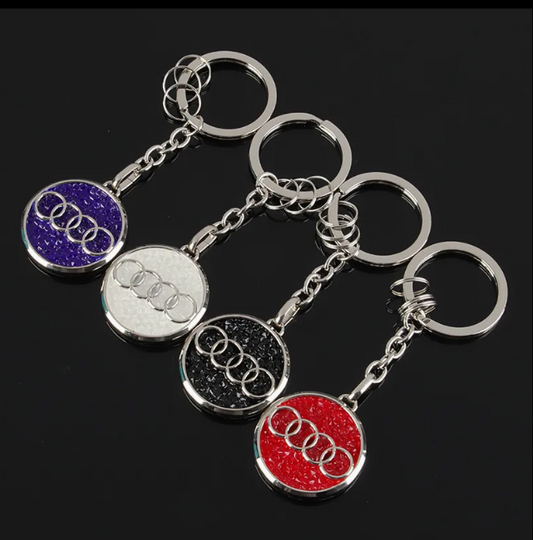 Audi Rhinestone Keychain – Premium Crystal Car Key Ring for Audi – Luxury Metal Key Holder in Black, Red, White & Blue
