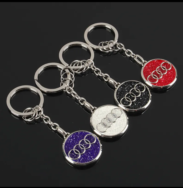Audi Rhinestone Keychain – Premium Crystal Car Key Ring for Audi – Luxury Metal Key Holder in Black, Red, White & Blue