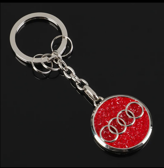 Audi Rhinestone Keychain – Premium Crystal Car Key Ring for Audi – Luxury Metal Key Holder in Black, Red, White & Blue