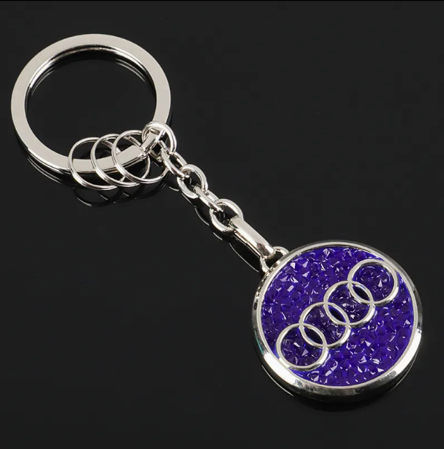 Audi Rhinestone Keychain – Premium Crystal Car Key Ring for Audi – Luxury Metal Key Holder in Black, Red, White & Blue