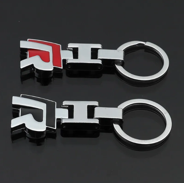 VW Metal Keychain – Premium Volkswagen Logo Key Ring | Black & Red | Zinc Alloy Car Keychain | 77×24mm | 23g
