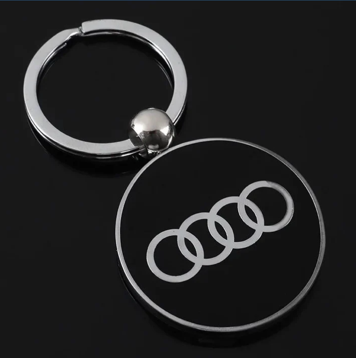 Audi Metal Keychain – Premium Audi Logo Key Ring | Black & Red | Zinc Alloy Car Keychain | 76mm | 28g