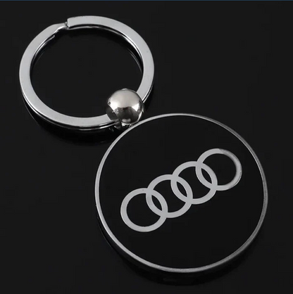 Audi Metal Keychain – Premium Audi Logo Key Ring | Black & Red | Zinc Alloy Car Keychain | 76mm | 28g