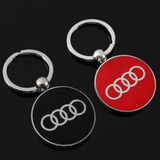 Audi Metal Keychain – Premium Audi Logo Key Ring | Black & Red | Zinc Alloy Car Keychain | 76mm | 28g