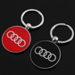 Audi Metal Keychain – Premium Audi Logo Key Ring | Black & Red | Zinc Alloy Car Keychain | 76mm | 28g