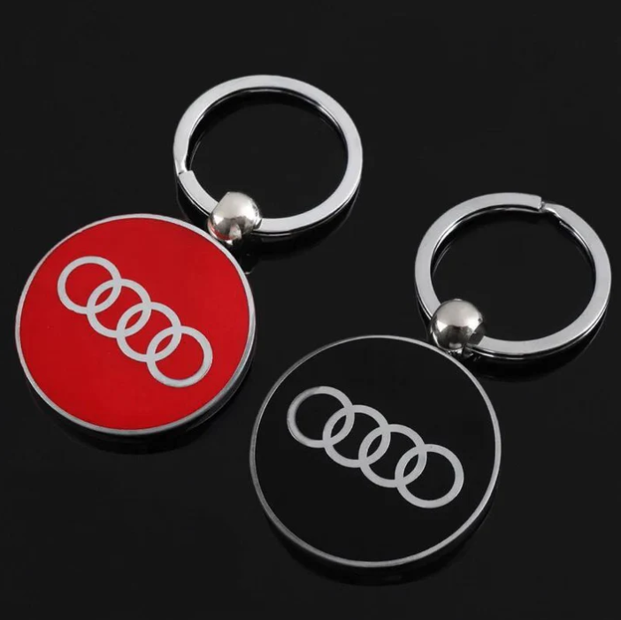 Audi Metal Keychain – Premium Audi Logo Key Ring | Black & Red | Zinc Alloy Car Keychain | 76mm | 28g