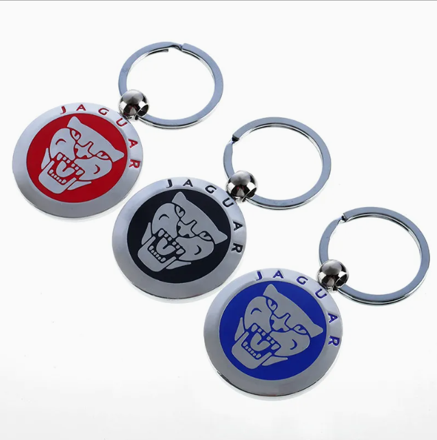 Jaguar Metal Keychain – Premium Jaguar Logo Key Ring | Black, Blue & Red | Zinc Alloy Car Keychain | 76mm | 28g