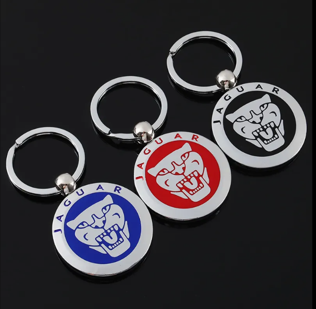 Jaguar Metal Keychain – Premium Jaguar Logo Key Ring | Black, Blue & Red | Zinc Alloy Car Keychain | 76mm | 28g