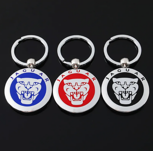 Jaguar Metal Keychain – Premium Jaguar Logo Key Ring | Black, Blue & Red | Zinc Alloy Car Keychain | 76mm | 28g