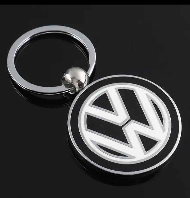 VW Metal Keychain – Premium Volkswagen Logo Key Ring | Black, Blue & Red | Zinc Alloy Car Keychain | 76mm | 37g