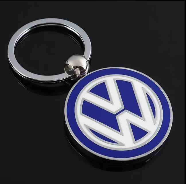 VW Metal Keychain – Premium Volkswagen Logo Key Ring | Black, Blue & Red | Zinc Alloy Car Keychain | 76mm | 37g