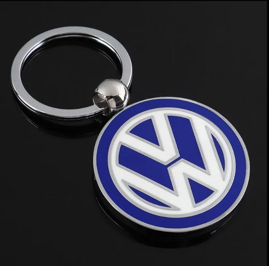 VW Metal Keychain – Premium Volkswagen Logo Key Ring | Black, Blue & Red | Zinc Alloy Car Keychain | 76mm | 37g