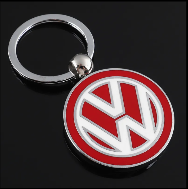 VW Metal Keychain – Premium Volkswagen Logo Key Ring | Black, Blue & Red | Zinc Alloy Car Keychain | 76mm | 37g