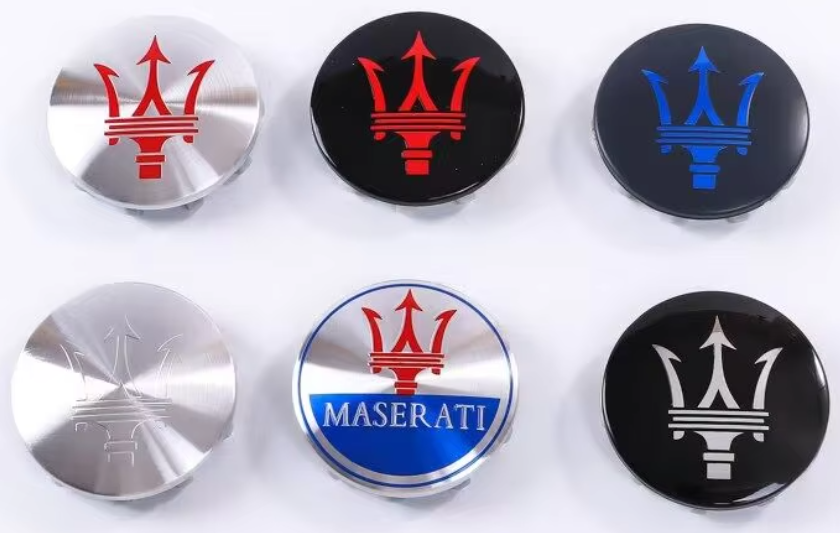 Maserati Wheel Center Caps 60mm Pack of 4 – OEM Style Replacement Hub Caps for Maserati Wheels – Premium ABS Rim Center Caps