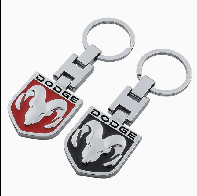 Dodge Metal Keychain – Premium Dodge Logo Key Ring | Black & Red | Zinc Alloy Car Keychain | 93×32mm | 35g